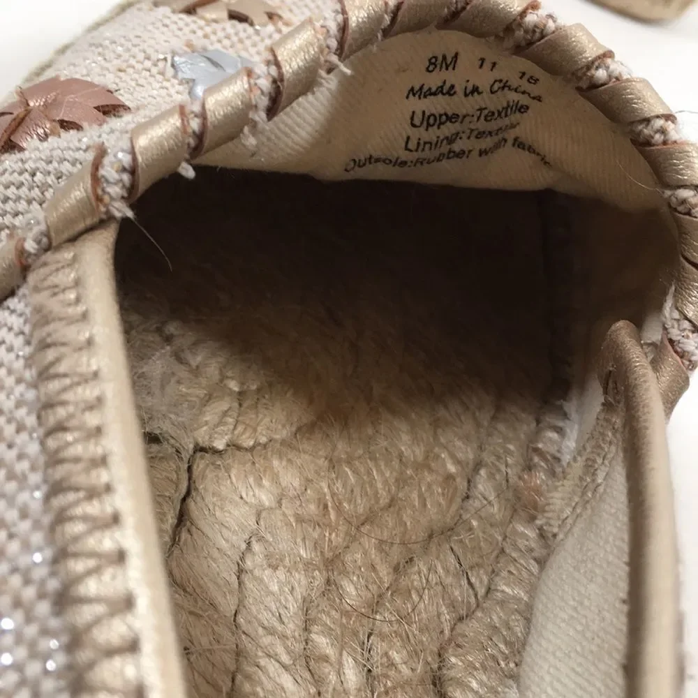 Jack Rogers Palmer Canvas Espadrilles Metallic Size 8